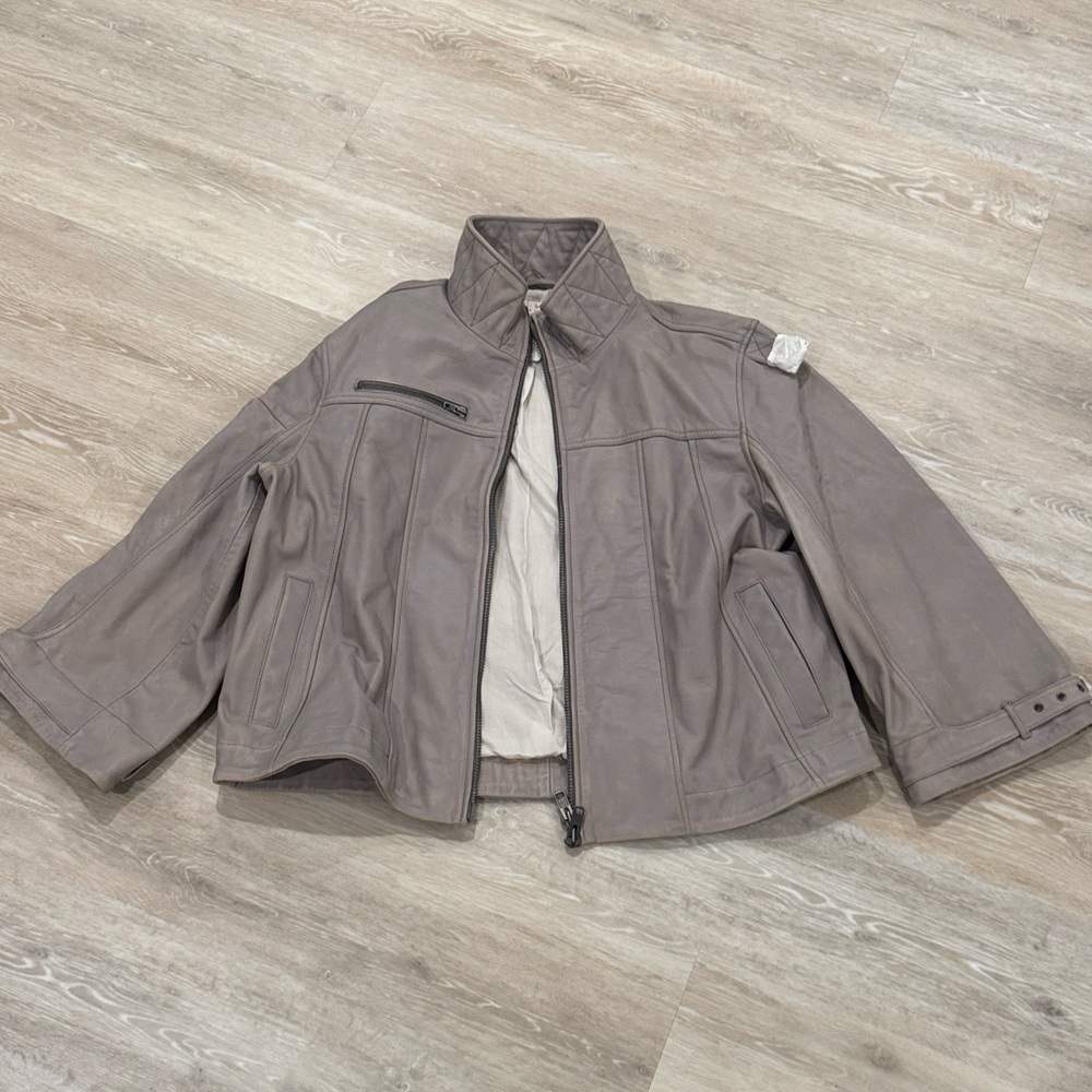 We The Free Gris Leather Jacket